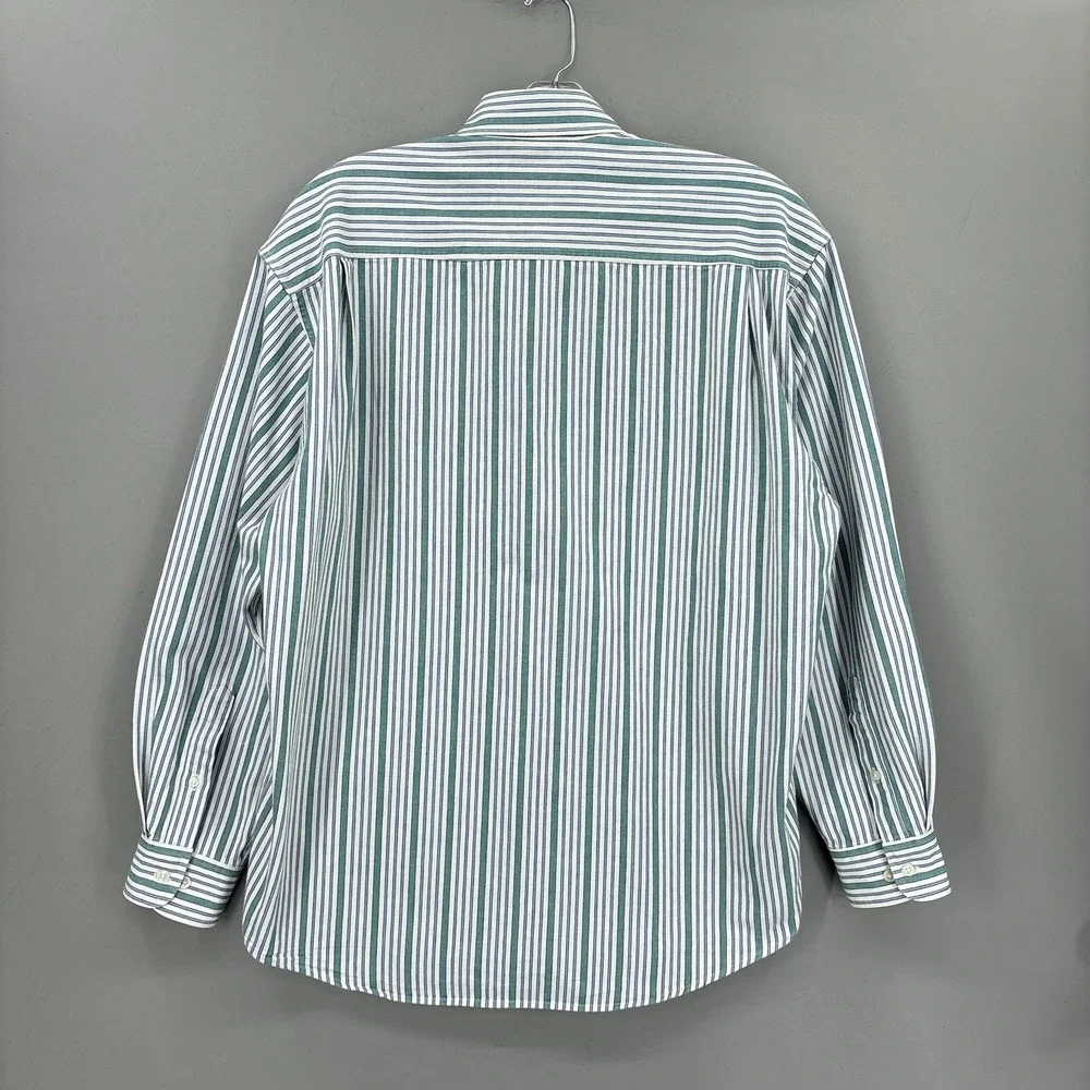 Vintage Banana Republic Safari Travel Shirt Mens Large Green Stripe Button Down